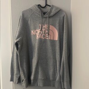 The North Face Gray Hoodie with Pink Logo. Women’s size xxl